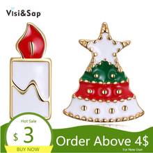 Visisap natal vela árvore brinco presentes assimétrico ouro cor do parafuso prisioneiro brincos para festa de moda feminina ano novo jóias vpe1602 2024 - compre barato