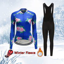 Conjunto esportivo feminino jérsei conjunto camiseta de bicicleta, roupas térmicas de inverno para ciclismo profissional uniforme de esporte vestido mtb 2021 2024 - compre barato