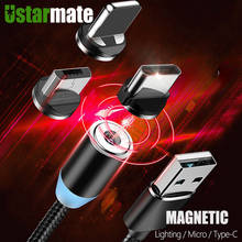 Ustarmate-Cable USB magnético de carga rápida, Cable USB de carga rápida para iPhone, Micro tipo C 2024 - compra barato