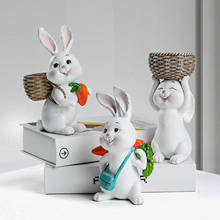 Estatua de conejo de resina de 4 piezas para decoración, adornos de conejo, decoración para habitación de niños, Accesorios de escritorio para el hogar 2024 - compra barato
