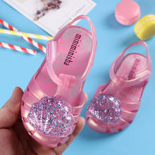 2021 Summer Girls Sandals Kids Shoes Sequin PVC Jelly Mini Melissa Sandalia Infantil Children Casual Shoes Baby Princess Sandal 2024 - buy cheap