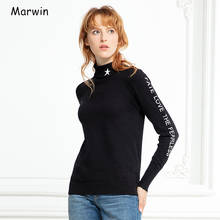 Marwin 2019 Новое поступление осень зима отложной воротник письмо женские пуловеры высокий уличный стиль червь мягкие женские свитера 2024 - купить недорого