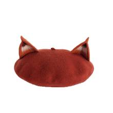 DIY beret hat women autumn wool felt fox ear painter hat retro art handmade hat winter warmth thick 2024 - buy cheap