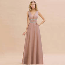 Vestido de noche sin mangas para mujer, vestido largo con espalda en V, elegante, Formal, rosa, azul oscuro 2024 - compra barato