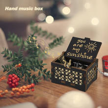 My Sunshine-caja de música de madera tallada antigua con manivela grabada a mano, adorno para niños, regalo de cumpleaños, decoración, venta al por mayor 2024 - compra barato