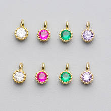 925 Sterling Silver Pretty Colorful AAA Zircon Small Charms 6mm Gold Color Base S925 Silver Pendant For Bracelet DIY Jewelry 2024 - buy cheap