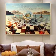Salvador Dali Surrealism Chess Mask On Sea Canvas Paintings Abstract Posters And Prints Wall Pictures For Living Room Home Decor 2024 - buy cheap