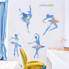 Adesivo de parede decorativo para balé e menina, arte criativa para sala de estar, quarto, pôster e impressão de mural 2024 - compre barato