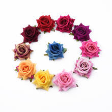 Flores falsas de lujo para decoración del hogar, cabeza de rosas para boda, accesorios de pared, flores artificiales baratas, 10 piezas 2024 - compra barato