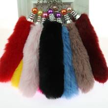 Cute Girls Fluffy Rabbit Fur Fox Tail Keychain Women Plush Fur Tail Keychain On Bag Car Trinket Female Jewelry Party Gift 2024 - buy cheap