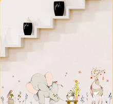 Happy baby elephant bunny fawn Wall stickers kids baby room decor art nursery mural cartoon animals stickers home wallpaper 2024 - buy cheap