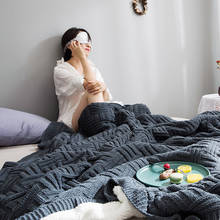 Скандинавское модное женское кашемировое Двухслойное одеяло для офиса, вязаное зимнее теплое одеяло для кровати, дивана 2024 - купить недорого