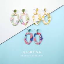 QUMENG 2020 Exaggerated stud Earrings for Women Acrylic Acetic Acid Sheet Geometric Bohemia paint Earring Fashion Jewelry 2024 - buy cheap