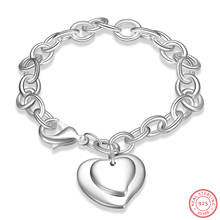 LEKANI-pulsera de plata esterlina 925 para mujer, joyería de plata 925, doble Corazón, pulseras y brazaletes con dijes 2024 - compra barato