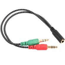 3.5 MM 2 Female to 2 Male Connected Black Headphone Earphone Audio Cable Micphone Y Splitter Adapter Laptop PC 2024 - buy cheap