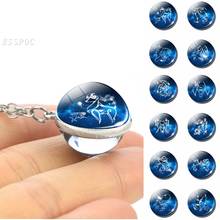 12 Constellations Double Side Glass Ball Silver Plated Necklace Aries Pisces Leo Cancer Libra Gemini Pendant for Birthday Gifts 2024 - buy cheap