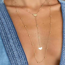 YWZIXLN Bohemian Vintage Double layer Bead Chain Heart Pendant Fashion Necklaces Jewelry For Women Elegant Accessories N095 2024 - buy cheap
