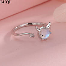 Fashion Women's S925 Silver Plated Platinum Personality Sweet Little Devil Moonstone Open Rings R299 2024 - buy cheap