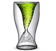 Термостойкая стеклянная чашка русалки с двойными стенками, 1 шт., кружка для пива, кофе, кружка для пива ручной работы, кружки для чая, прозрачная посуда для напитков 1035 2024 - купить недорого
