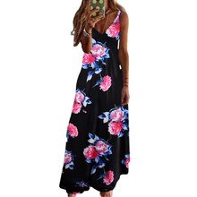 5XL Plus Size Women Clothing Summer Long Dresses Sleeveless V-Neck Casual Loose Dress Flower Print Spaghetti Strap Maxi Dress 2024 - buy cheap