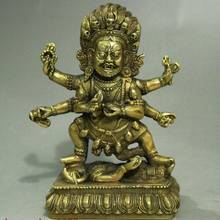 4 "antigo china tibetano bronze 6 braço rei kong mahakala buda estátua estatueta 2024 - compre barato