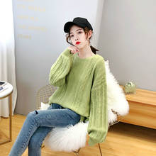 H9523 Winter Sweater Women Round Collar Loose Chic Knitted Bottom Jumper Tops Female Long Sleeve Solid Color Student Pullover 2024 - buy cheap