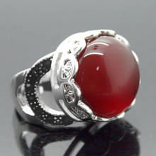 nice valentise gift 925 Silver 16mm Natural Red Natural jade Ring Size 7/8/9/10 2024 - buy cheap