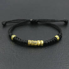 Pulsera minimalista de cuerda negra para hombre y mujer, brazalete ajustable de cuentas doradas, amuleto de hilo rojo budista, joyería femenina 2024 - compra barato