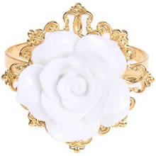 Anel de guardanapo de resina rosa branco, 12 familiar, suporte para mesa, cozinha, para casamento, banquete, festa, decoração para jantar, ouro 2024 - compre barato