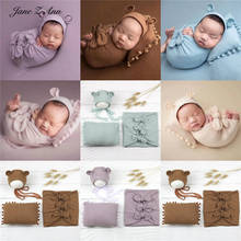 Jane Z Ann Newborn Photography Prop  Baby  solid color elastic Wrap Bag +hat+small ball pillow+Hat studio shooting accessories 2024 - buy cheap