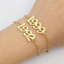 Gold Old English Number Bracelet Stainless Steel Fashion Jewelry Women Special Year Pulseras Mujer Birthday Gift 2024 - buy cheap