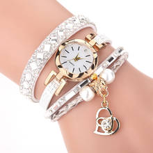 Relógios de luxo de marca top, relógio feminino coração, popular, quartzo, diamante, pulseira de couro, relógio feminino com gema, vestimenta feminina 2024 - compre barato