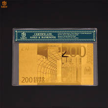 New Product 2018 European 24k Gold Foil Currency 200 Euro Money Gold Plated Fake Paper Banknote Collection With COA For Gifts 2024 - buy cheap