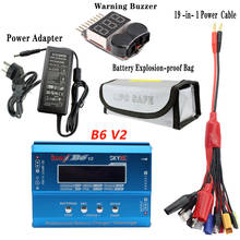 B6 v2 balance charger + skyrc imax b6 v2 adaptador de energia + lipo bateria à prova de explosão + 19 em 1 cabo de alimentação + aviso buzzer 2024 - compre barato