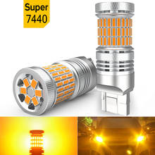 2 led super brilhante t20, lâmpadas canbus sem erro de seta, âmbar, chip canbus w21w wy21w 7440 7444na 2024 - compre barato