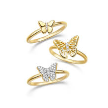 Fahsion Real 925 Sterling Silver Yellow Gold Color Miss Butterfly Ring High Quality Women Fine Party Brand Jewelry Gift 2024 - buy cheap