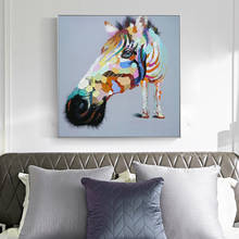 Pintura en lienzo de carteles de animales abstractos y caballos hechos a mano, imágenes de pared para sala de estar, decoración del hogar 2024 - compra barato