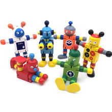 6 Pieces / Set Of Wooden Walnut Puppet Robot Action Toy Flexible Joint Fun Little Doll Toy Children Birthday Gift 2024 - buy cheap