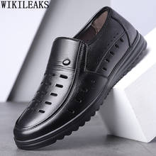 Sapatos de couro genuíno masculinos, mocassins pretos da moda para homens, sapatos casuais de verão, 2021 2024 - compre barato