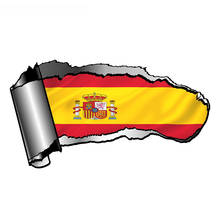 Разрывной открытый металлический дизайн с флагом Испании, виниловая креативная мотоциклетная наклейка для автомобиля, 20 см * 10 см 2024 - купить недорого