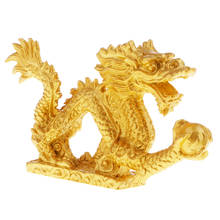 Feng Shui Dragon Collectible Statue, Lucky Figurines 5'' Golden Resin Dragon, Perfect for Home Office Decorations 2024 - buy cheap