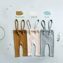 Pantalones de algodón acanalados para bebé y niña, mallas tejidas con tirantes, 3 colores, novedad de primavera 2021 2024 - compra barato