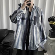 Camisa de manga longa masculina, gravata larga de cores brilhantes para primavera, estilo harajuku, roupas coreanas de luxo, soltas e casuais 2024 - compre barato