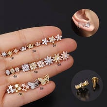 1PC New Crown Butterfly Star Cz Ear Studs Helix Piercing Cartilage Earring Conch Rook Tragus Stud Labret Back Piercing Jewelry 2024 - buy cheap