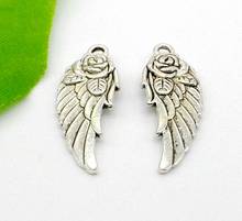 Free Shipping 100pcs Zinc Alloy Antique Silver Angel Wing Charms Jewelry Bracelet Metal Pendants Charms 31.5x12mm 2024 - buy cheap
