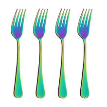 4Pcs Colorful Mirror Dinner Fork Stainless Steel Dinnerware Flatware Western Fork Hotel Party Rainbow Tableware Cutlery Set 2024 - buy cheap