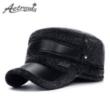 [AETRENDS] gorro de invierno cálido para papá con orejeras, sombreros militares con tapa plana, gorra militar, Z-10049 2024 - compra barato