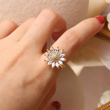 2020 anel de dedo com margarida feminino, joias com símbolo incrustado de cobre com flor de margarida para mulheres, índice ajustável, novo design coreano, joias requintadas 2024 - compre barato