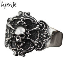 Apinje 925 Silver Skull Ring Skeleton Open Rings for Men Punk Hip Hop Rock Biker Mens Jewelry 2024 - buy cheap