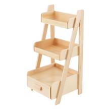 1:12 Miniature 3-Tire Wood Ladder Shelf Storage with Drawer Dollhouse Furniture Accessories Toy 2024 - buy cheap